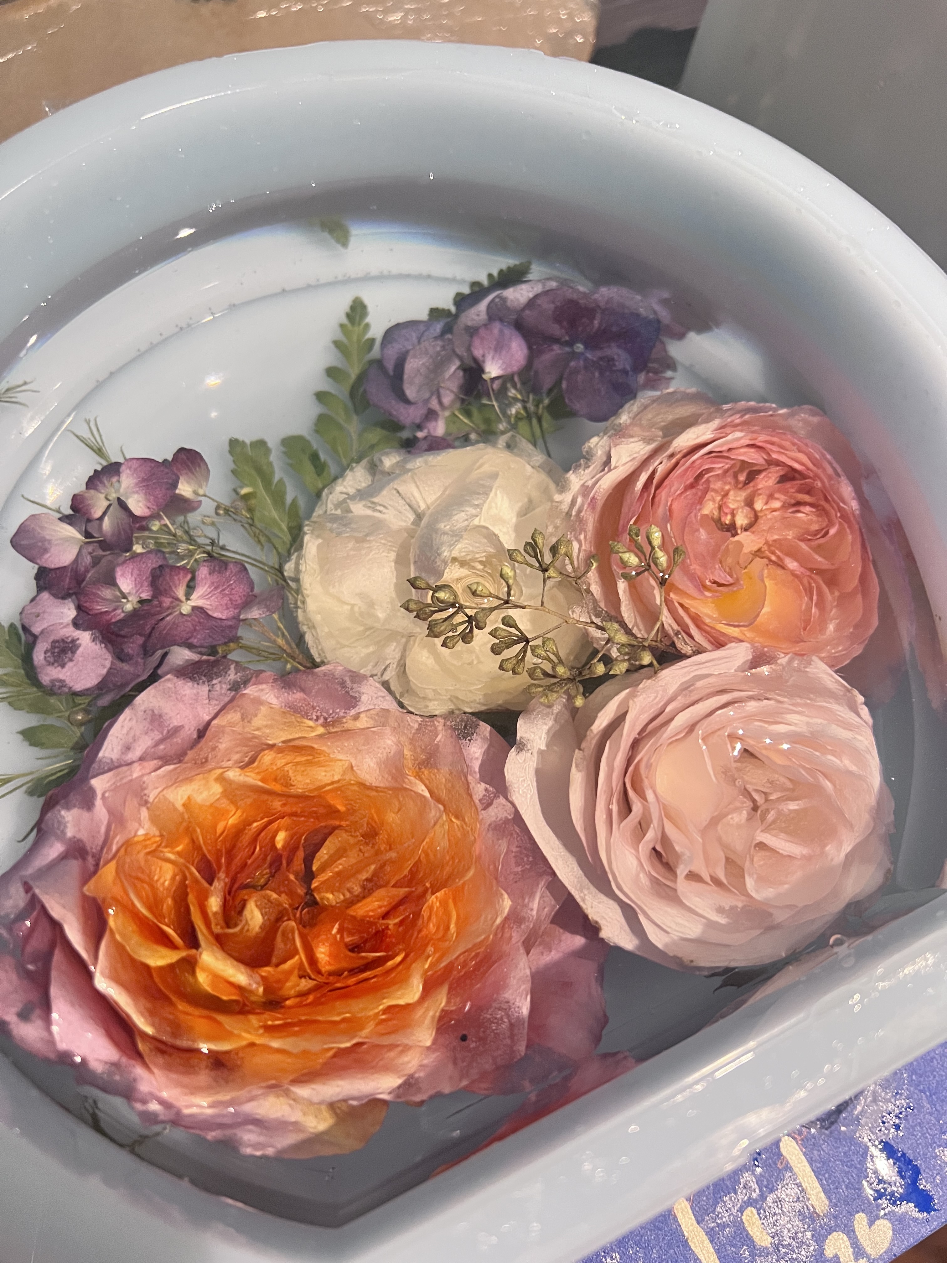 bouquet preserved in resin